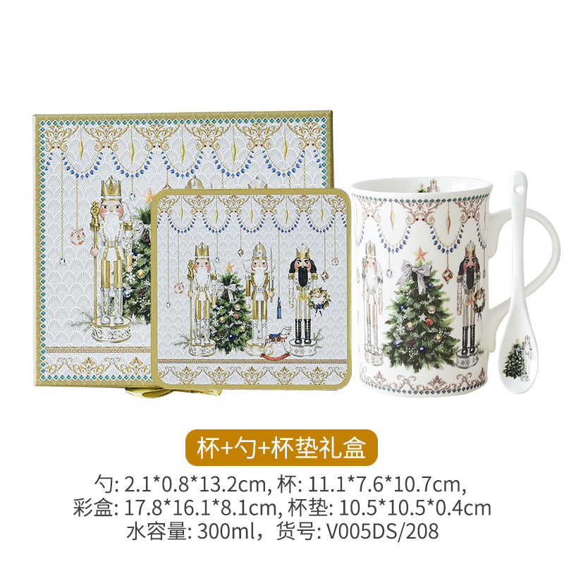 Nutcracker (Handmade Gift Box) Breakfast Ceramic Mug with coast and spoon set