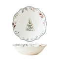 Cedar Christmas 9'' bowl in wavy shape with decal