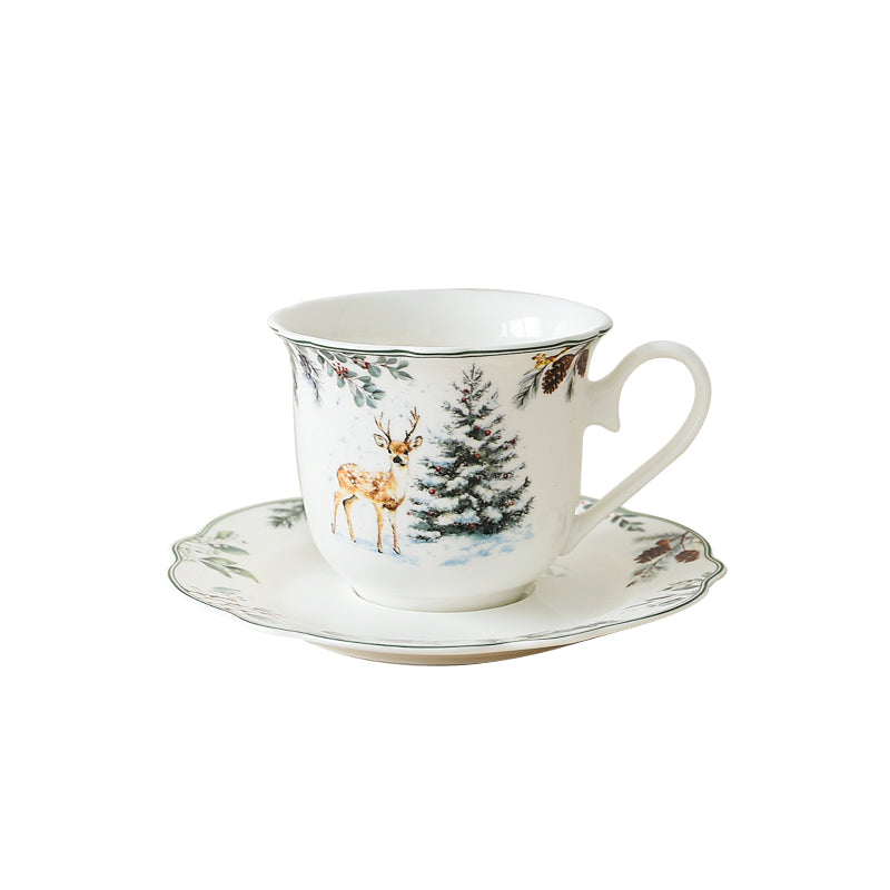 Cedar Christmas 250CC tea  cup in wavy shape with decal