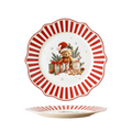 Striped Bear 10.5'' dinner plate in wavy shape with decal