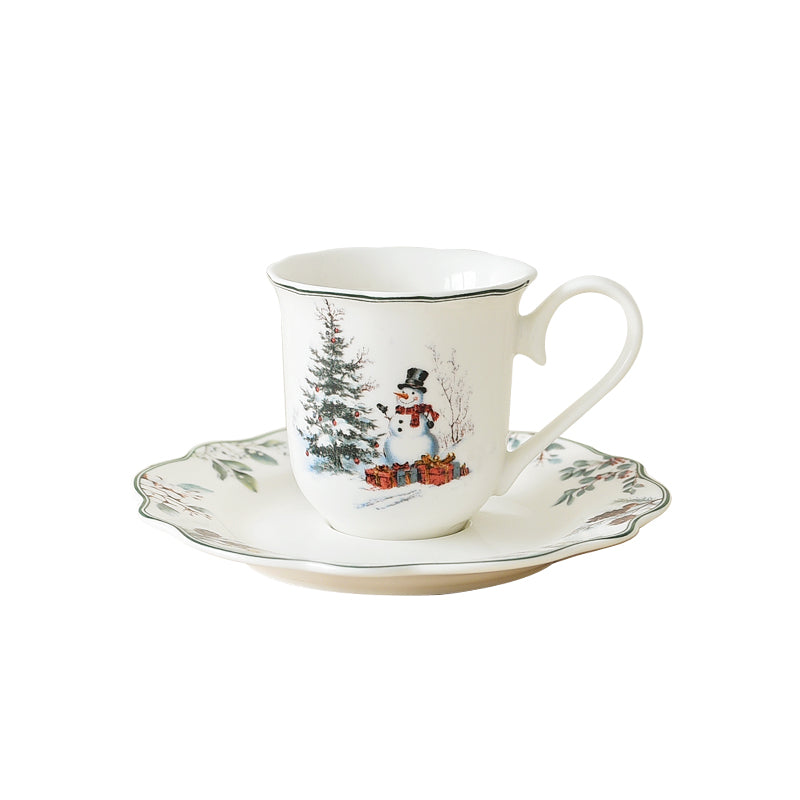 Cedar Christmas 80CC coffee cup in wavy shape with decal