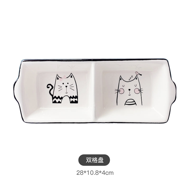 Meow Cat Divided Serving Dish - 2 Sections