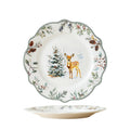 Cedar Christmas 8'' side plate in wavy shape with decal