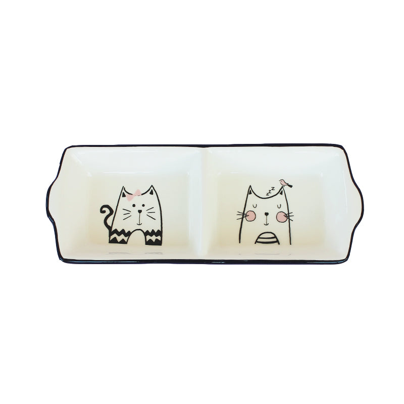 Meow Cat Divided Serving Dish - 2 Sections - W181770