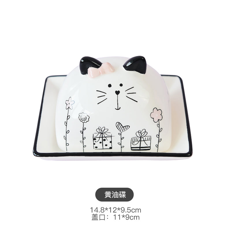 Meow Cat Butter Dish with Lid