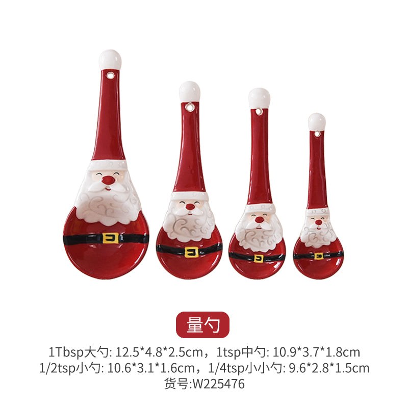 Ceramic Measuring Spoons - Set of 4 (Santa)