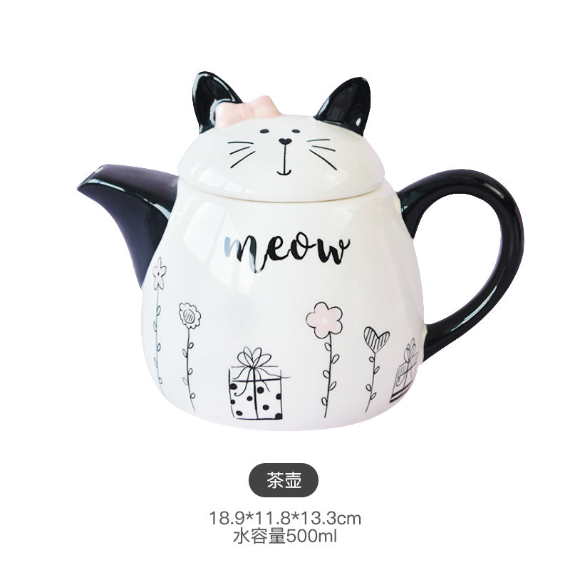 Meow Cat Teapot with Pink Bow 500ml