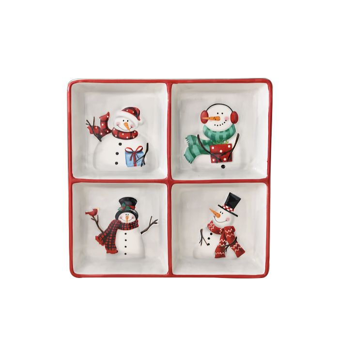 Country Snowman 4-Section Plate