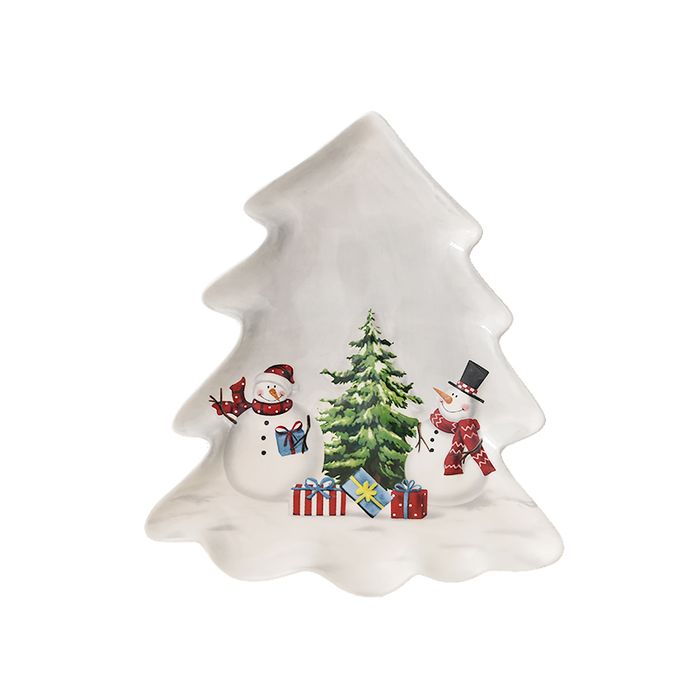 Country Snowman Large Tree Plate