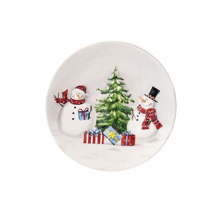 Country Snowman Small Round Plate