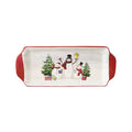 Country Snowman Red-Rim Oblong Plate