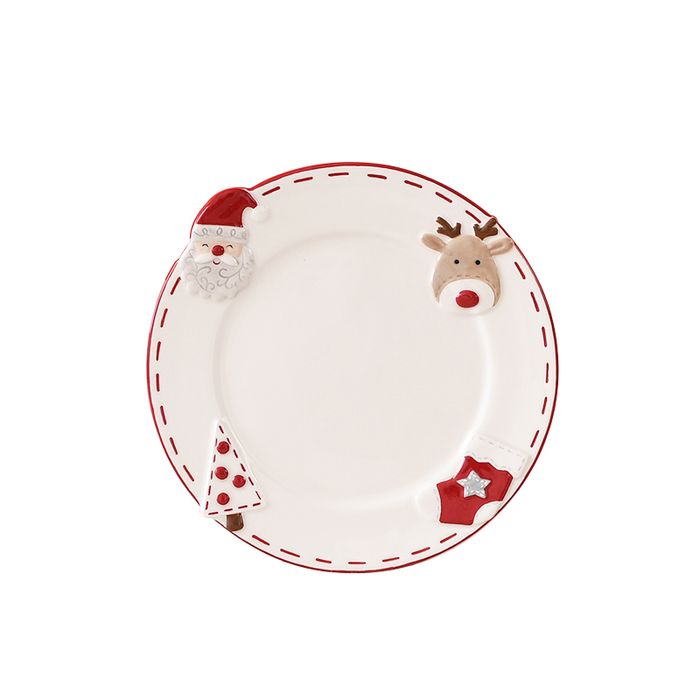 Stitched Christmas Round Plate (S)