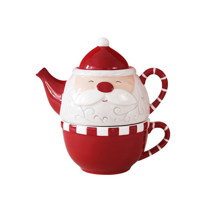 Stitched Christmas Teapot & Cup Set