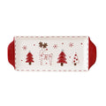 Stitched Christmas Red-Rim Oblong Plate